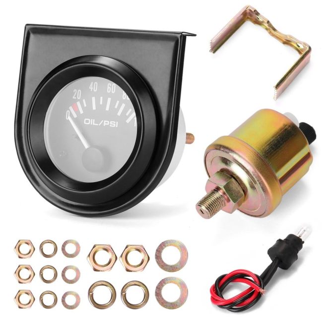 Car Tools | Automobile Oil Pressure Gauge Refitting 52mm Automobile Oil Pressure Instrument 0~100PSI Oil Pressure Gauge With Sensors Black Car Repair & Maintenance Black