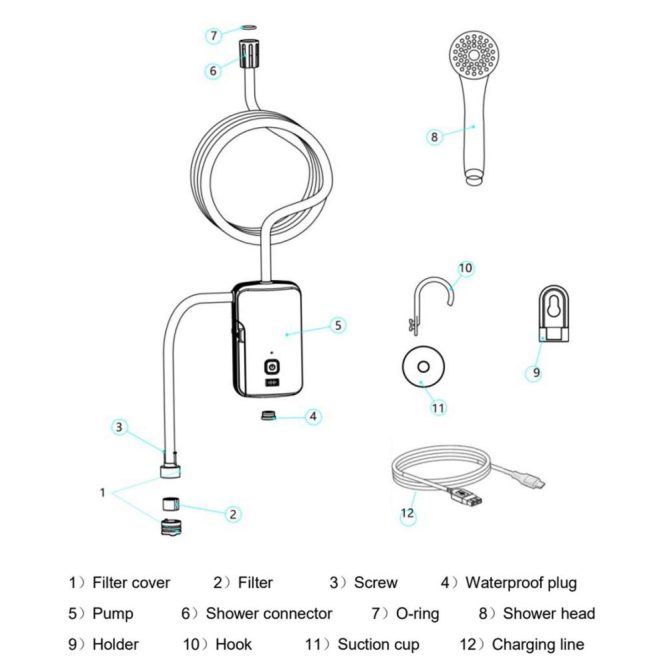 Car Tools | Camping Shower Outdoor/Indoor Electric Shower with Battery Powr Display Multicolor Car Repair & Maintenance Car Tools