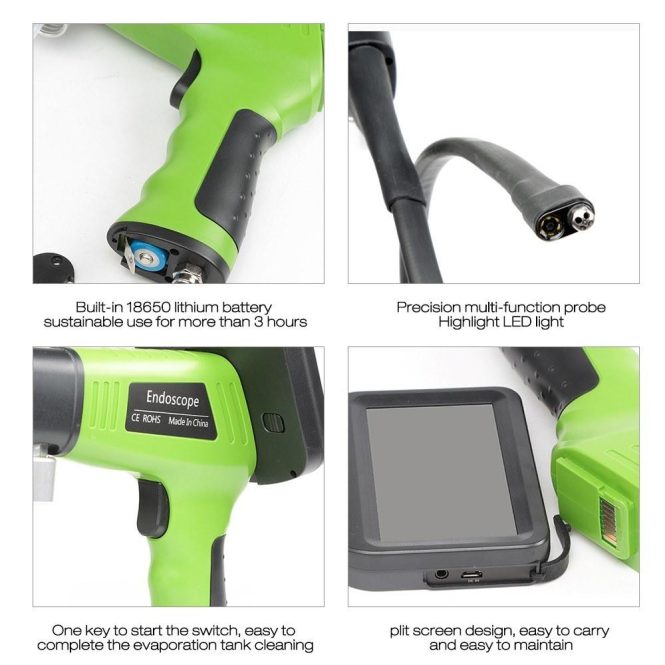 Car Tools | Car Air Conditioner Cleaning Gun Pipeline Inspection Camera LCD Display Car Air Conditioner Visual Cleaning Gun Green Car Repair & Maintenance Car Tools