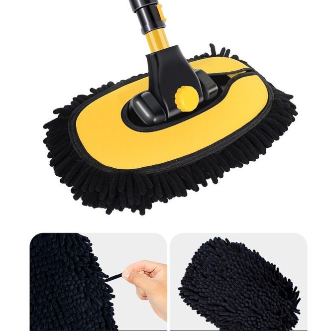 Car Tools | Car Wash Brush Telescoping Long Handle Cleaning Wash Mop with Soft Bristle Yellow Car Repair & Maintenance Car Tools