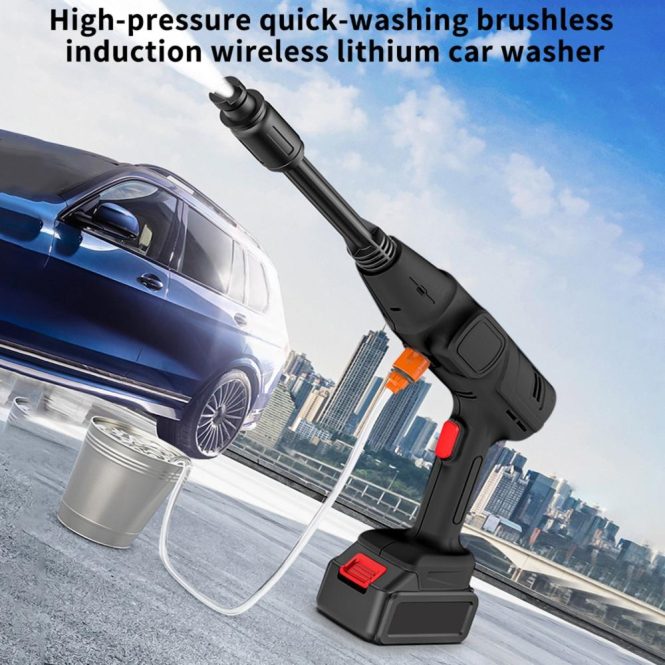 Car Tools | Copper Brushless Motor Wireless 5 in 1 High Pressure Cordless Pressure Washer eu Black Car Repair & Maintenance Black