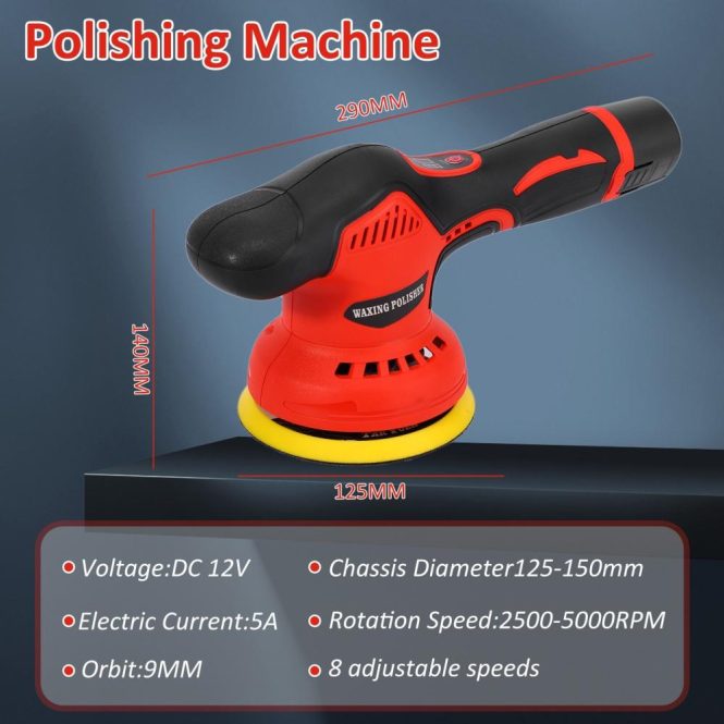 Car Tools | Cordless Car Buffer Polisher with Variable Speed 8 Variable Speed 5500RPM for Buffer/Polisher/Sander eu Car Repair & Maintenance Car Tools