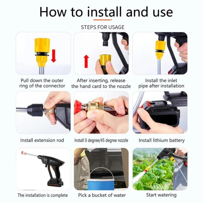 Car Tools | Cordless Pressure Washer 120PSI Portable Pressure Cleaner Handheld with Battery and Charger eu Car Repair & Maintenance Car Tools