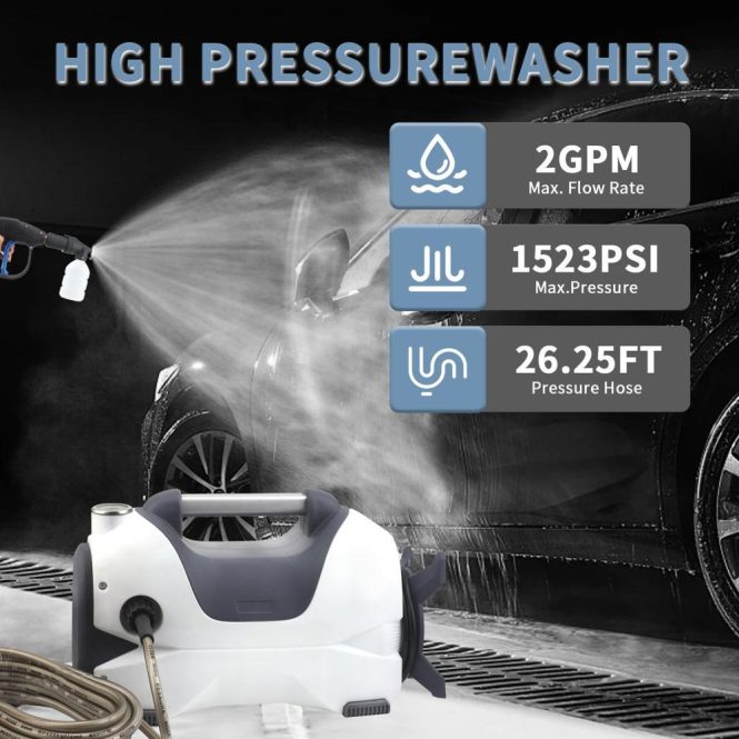 Car Tools | Electric Pressure Washer 1523PSI 2GPM High Pressure Power Washer eu Black And White Car Repair & Maintenance Black And White