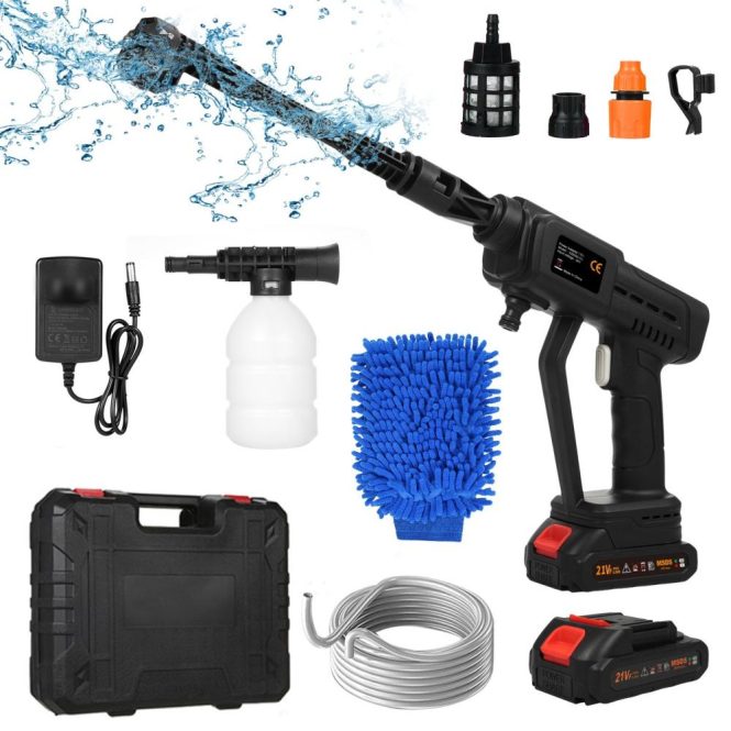 Car Tools | Handheld Pressure Washer 21V Car Wash Gun 2pcs Rechargeable 1500*5mah Battery 6in1 Multiple Injection Modes Toolbox Package au Car Repair & Maintenance Car Tools