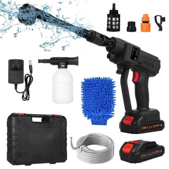 Car Tools | Handheld Pressure Washer 21V Car Wash Gun with 2pcs Rechargeable Battery 6in1 Multiple Injection Modes Toolbox Package eu Car Repair & Maintenance Car Tools