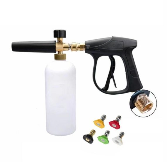 Car Tools | High Pressure Washer Gun with Foam Bottle 1/4inch Quick Connector, 0-60° 5pcs Pressure Washer Nozzle Tip 1L Foam Bottle Outer Thread 22mm Inner 14mm Multicolor Car Repair & Maintenance Car Tools