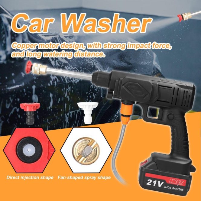 Car Tools | Household Cordless High Pressure Car Wash Tool Portable Vehicle Cleaning Machine Automobile Washer with Foam Bottle eu Car Repair & Maintenance Car Tools