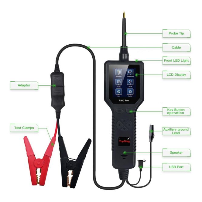 Car Tools | P100 Pro 9-30V Car Circuit Tester Automotive Circuit Diagnostic Tester Black Car Repair & Maintenance Black