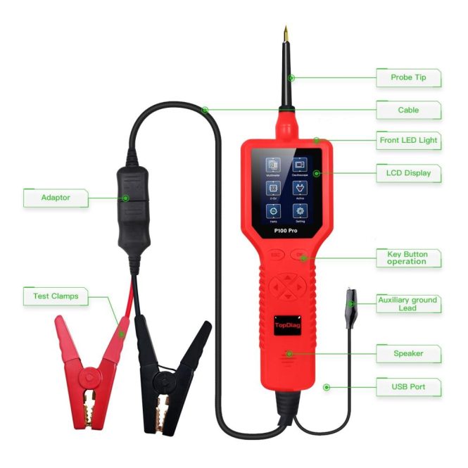 Car Tools | P100 Pro 9-30V Car Circuit Tester Automotive Circuit Diagnostic Tester Red Car Repair & Maintenance Car Tools