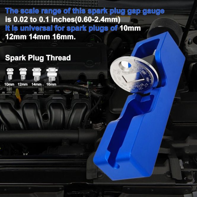 Car Tools | Spark Plug Gap Tool Compatible with Most 10mm 12mm 14mm 16mm Spark Plugs Gapping Kit with Gapper Gauge Blue Car Repair & Maintenance Blue