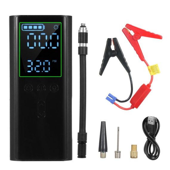 Car Tools | Tire Inflator Portable Air Compressor Cordless Mini Electric USB Handheld Pump for Car Motorcycle Bike Ball Inflatables Auto Shut-Off with Digital Pressure Gauge LED Light Black Car Repair & Maintenance Black