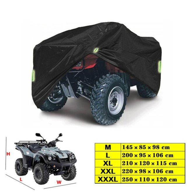 Car Tools | Universal Heavy Duty ATV ATC Cover 190T  Rain Waterproof Dustproof Anti-UV Ripstop Beach Vehicle Outdoor Protector with Night Reflective Strip m Black Car Repair & Maintenance Black