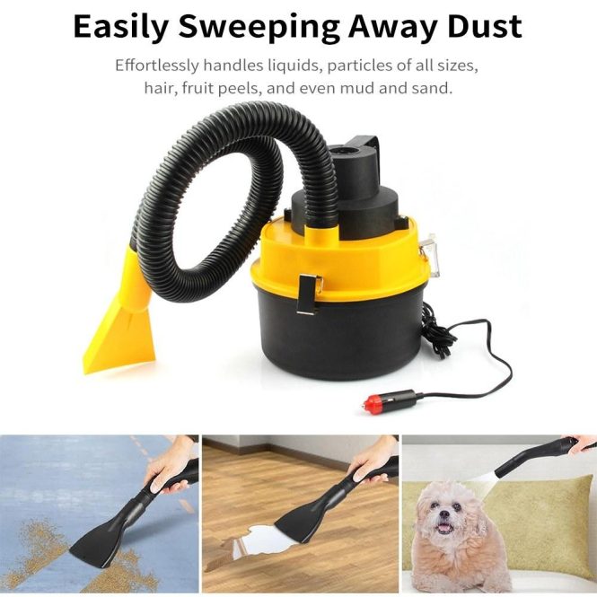 Car Vacuum Cleaner | 12V Portable Handheld Vacuum Cleaner 2300PA Suction Car Detailing Vacuum with Multi-nozzles and Hose Yellow Car Repair & Maintenance Car Vacuum Cleaner