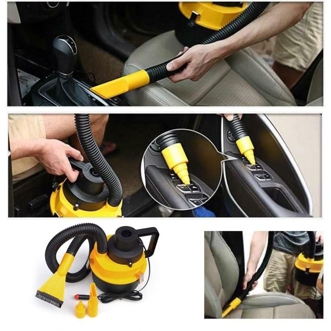 Car Vacuum Cleaner | 12V Portable Handheld Vacuum Cleaner 2300PA Suction Car Detailing Vacuum with Multi-nozzles and Hose Yellow Car Repair & Maintenance Car Vacuum Cleaner