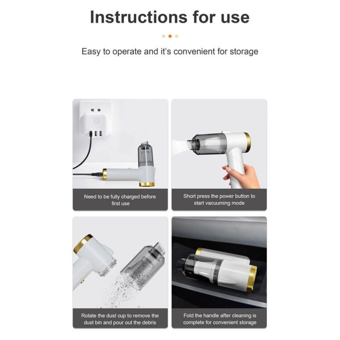 Car Vacuum Cleaner | Car Wireless Vacuum Cleaner 120W High Power Cordless Home Appliance Vacuum White Car Repair & Maintenance Car Vacuum Cleaner