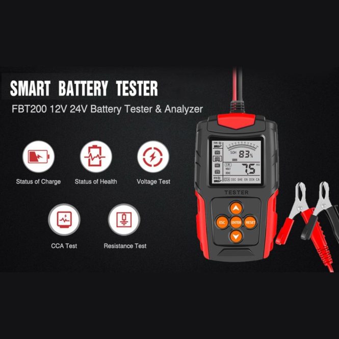 Diagnostic Scan Tool | 12V/24V Car Battery Tester LCD Digital Battery Analyzer Car Charge Diagnostic Tool for Car Truck Motorcycle Red Car Alarms & Security Diagnostic Scan Tool