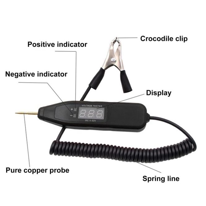 Diagnostic Scan Tool | 5-32V Voltage Tester LCD Digital Display Electrical Circuit Tester Voltage Power Test Pen Probe Detector Automotive Scan Tool Black Car Alarms & Security Black