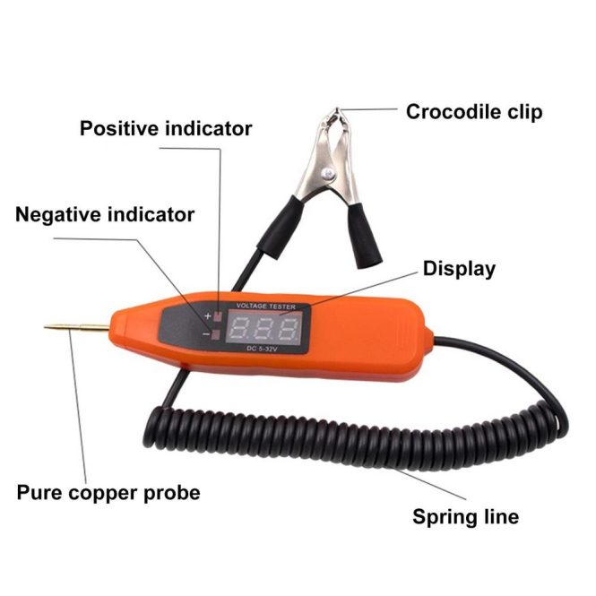 Diagnostic Scan Tool | 5-32V Voltage Tester LCD Digital Display Electrical Circuit Tester Voltage Power Test Pen Probe Detector Automotive Scan Tool Orange Car Alarms & Security Diagnostic Scan Tool