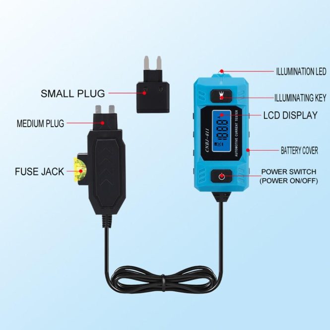 Diagnostic Scan Tool | Automobile Current Tester with Backlight LCD Display LED Light Car Gauge for Current Detection Royal Blue Car Alarms & Security Diagnostic Scan Tool