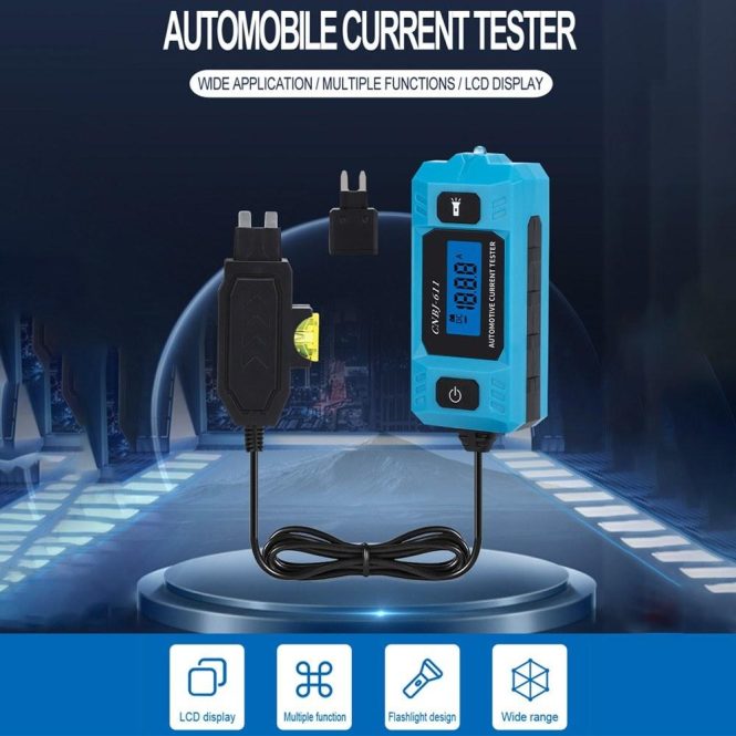 Diagnostic Scan Tool | Automobile Current Tester with Backlight LCD Display LED Light Car Gauge for Current Detection Royal Blue Car Alarms & Security Diagnostic Scan Tool