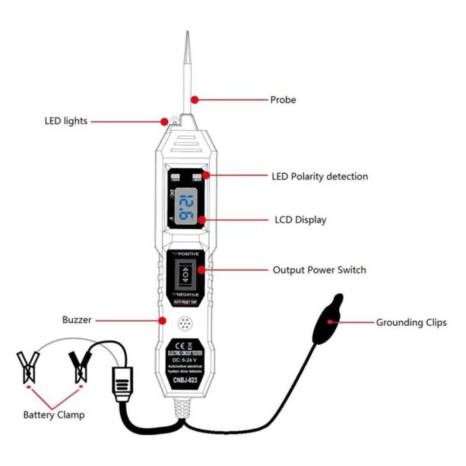 Diagnostic Scan Tool | Automotive Electric Circuit Tester with Voltage Display LED Light Blue Car Alarms & Security Blue