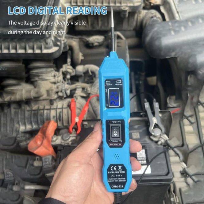 Diagnostic Scan Tool | Automotive Electric Circuit Tester with Voltage Display LED Light Blue Car Alarms & Security Blue