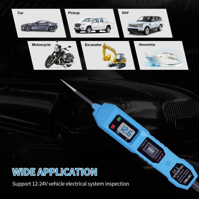 Diagnostic Scan Tool | Automotive Electric Circuit Tester with Voltage Display LED Light Blue Car Alarms & Security Blue