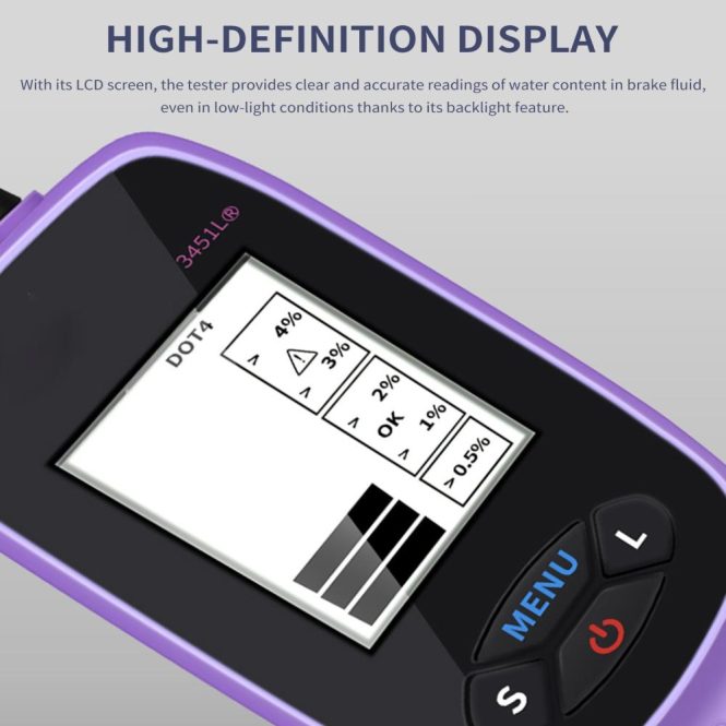 Diagnostic Scan Tool | Brake Fluid Tester High Precision Car Brake Fluid Detector with LCD Screen Auto Diagnostic Testing Tool for DOT 3 / DOT 4 / DOT 5.1 Purple Car Alarms & Security Diagnostic Scan Tool