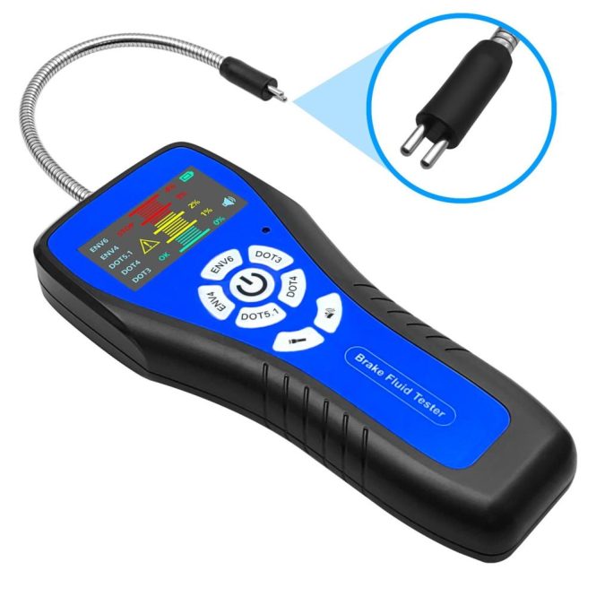 Diagnostic Scan Tool | Car Brake Fluid Detector with Color LCD Screen Audible Alarm DOT3 DOT4 DOT5.1 ENV4 ENV6 Tester Blue Car Alarms & Security Blue