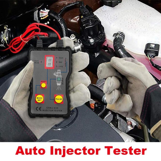 Diagnostic Scan Tool | Fuel Injector Tester 4 Pluse Modes Fuel Injector Flush Cleaner Adapter Cleaning Tool Kit Black Car Alarms & Security Black