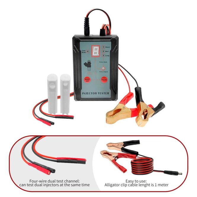 Diagnostic Scan Tool | Fuel Injector Tester and Adapter for Diagnosis Cleaning of Injectors DIY Cleaning Tool Kits 12V/5V Switchable Short-circuit Protection Black Car Alarms & Security Black