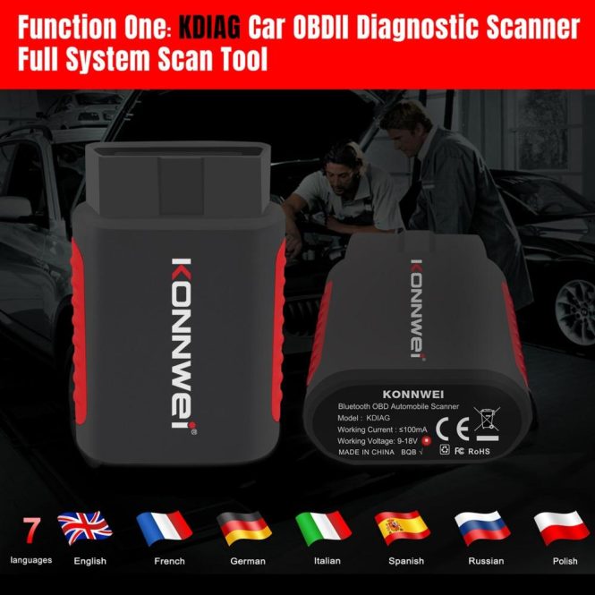 Diagnostic Scan Tool | K DIAG OBDⅡ Scanner BT Full System ABS SRS Diagnostic Tool with Reset Retrieval for ECM BCM SRS TCM BMS SAS A/C System Black Car Alarms & Security Black