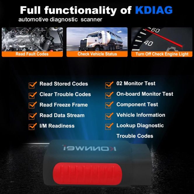 Diagnostic Scan Tool | K DIAG OBDⅡ Scanner BT Full System ABS SRS Diagnostic Tool with Reset Retrieval for ECM BCM SRS TCM BMS SAS A/C System Black Car Alarms & Security Black