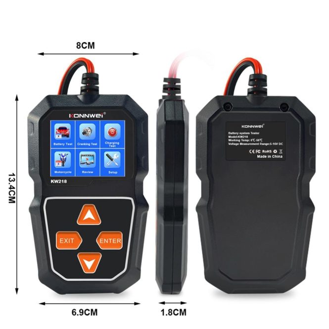 Diagnostic Scan Tool | KW218 Car Battery Tester Cranking Test Charging Test for 6V Motorcycle Battery/12V Car Battery/ Truck Battery Black Car Alarms & Security Black