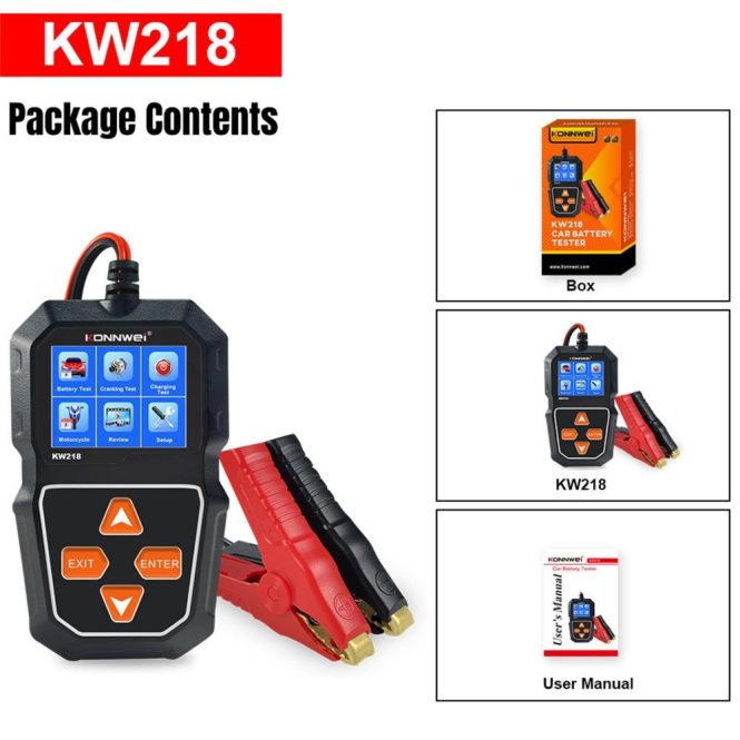 Diagnostic Scan Tool | KW218 Car Battery Tester Cranking Test Charging Test for 6V Motorcycle Battery/12V Car Battery/ Truck Battery Black Car Alarms & Security Black