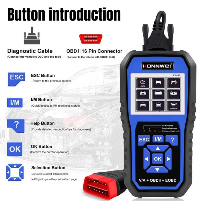 Diagnostic Scan Tool | KW450 All System OBDⅡ Scanner Diagnostic Tool Black Car Alarms & Security Black