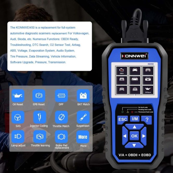 Diagnostic Scan Tool | KW450 All System OBDⅡ Scanner Diagnostic Tool Black Car Alarms & Security Black