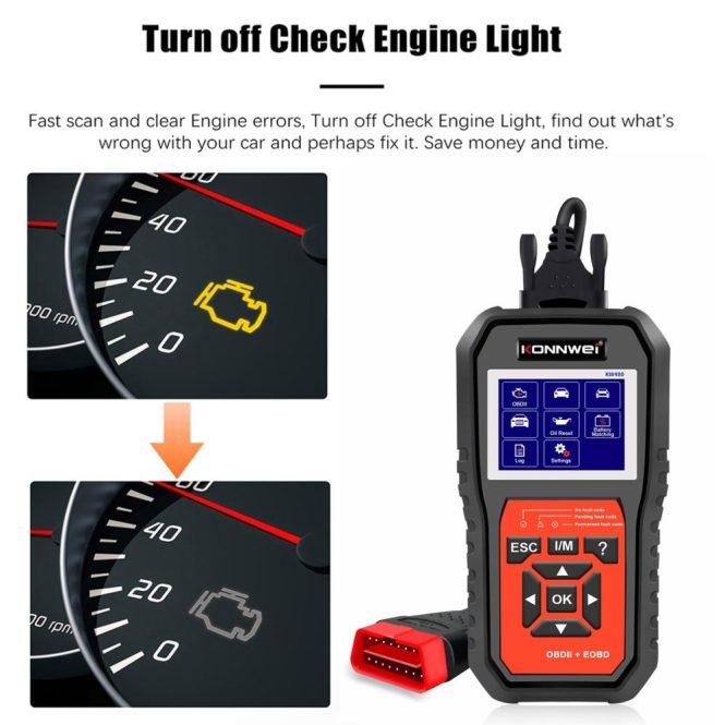 Diagnostic Scan Tool | KW480 All System OBDⅡ Scanner Diagnostic Tool(Only Supports English) Black Car Alarms & Security Black