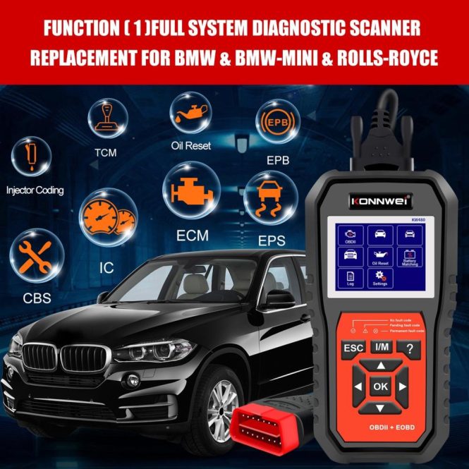 Diagnostic Scan Tool | KW480 All System OBDⅡ Scanner Diagnostic Tool(Only Supports English) Black Car Alarms & Security Black