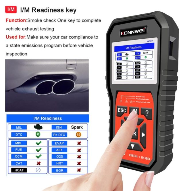 Diagnostic Scan Tool | KW480 All System OBDⅡ Scanner Diagnostic Tool(Only Supports English) Black Car Alarms & Security Black