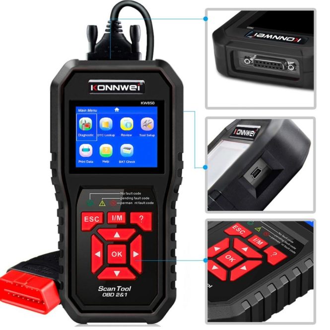 Diagnostic Scan Tool | KW850 OBDII Scanner Auto Code Reader Diagnostic Check Engine Light Scan Tool for OBDII Cars After 1996 Black Car Alarms & Security Black