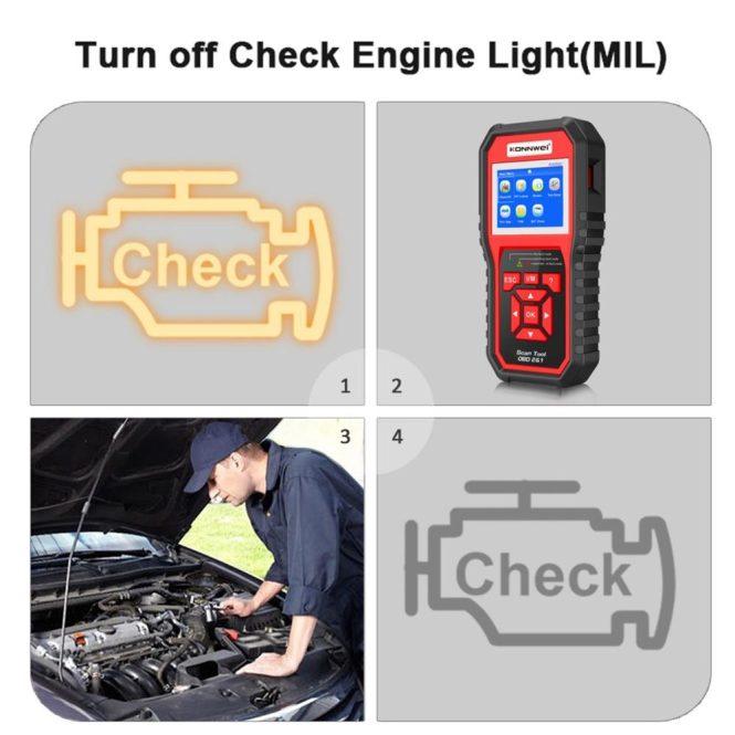 Diagnostic Scan Tool | KW850 OBDII Scanner Auto Code Reader Diagnostic Check Engine Light Scan Tool for OBDII Cars After 1996 Red Car Alarms & Security Diagnostic Scan Tool