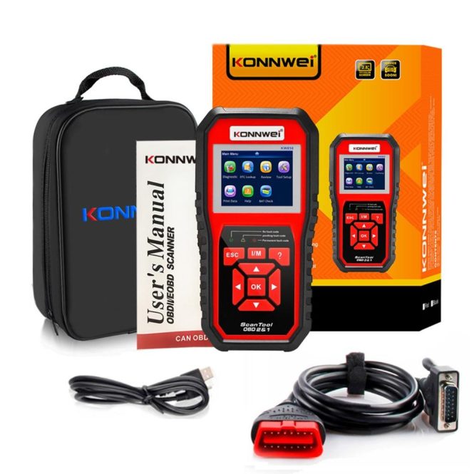 Diagnostic Scan Tool | KW850 OBDII Scanner Auto Code Reader Diagnostic Check Engine Light Scan Tool for OBDII Cars After 1996 Red Car Alarms & Security Diagnostic Scan Tool