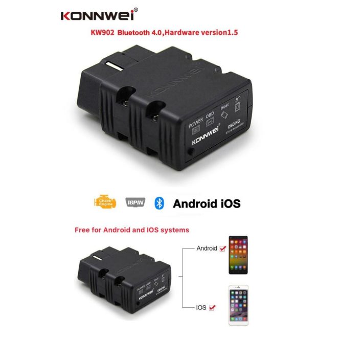 Diagnostic Scan Tool | KW902 Mini BT 4.0 Wireless OBD-II Car Auto Diagnostic Scan Tools Black Car Alarms & Security Black