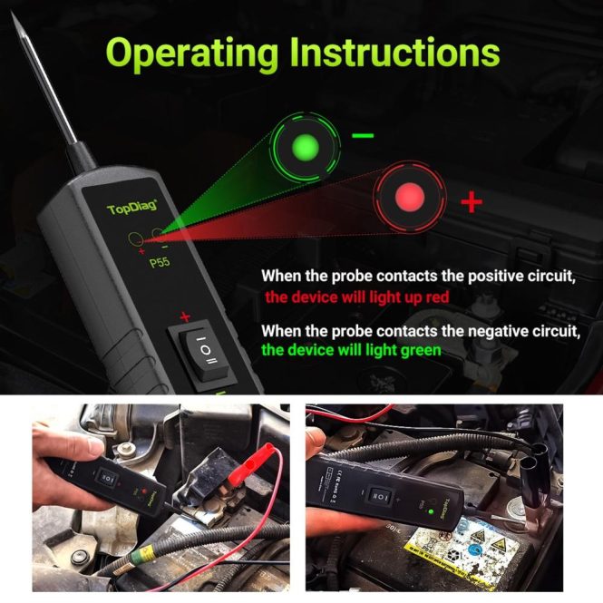 Diagnostic Scan Tool | P55 12-24V DC Automotive Circuit Tester Black Car Alarms & Security Black