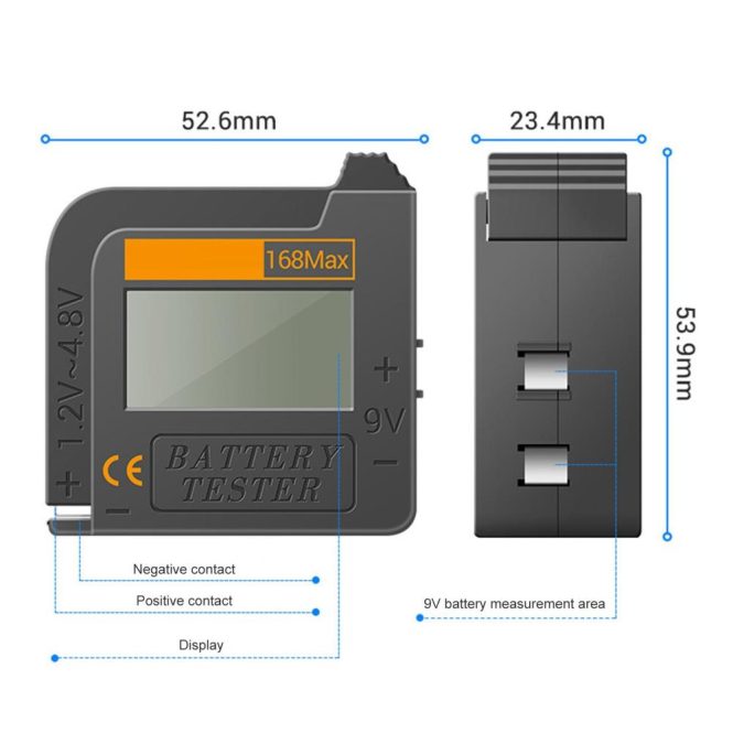 Diagnostic Scan Tool | Universal Digital Battery Tester Checker For  All Battery C, AA, AAA, D, N, 9V 6F22 and 1.5V button cell batteries Electrical Equipment (Requires No Battery for Operation) Black Car Alarms & Security Black