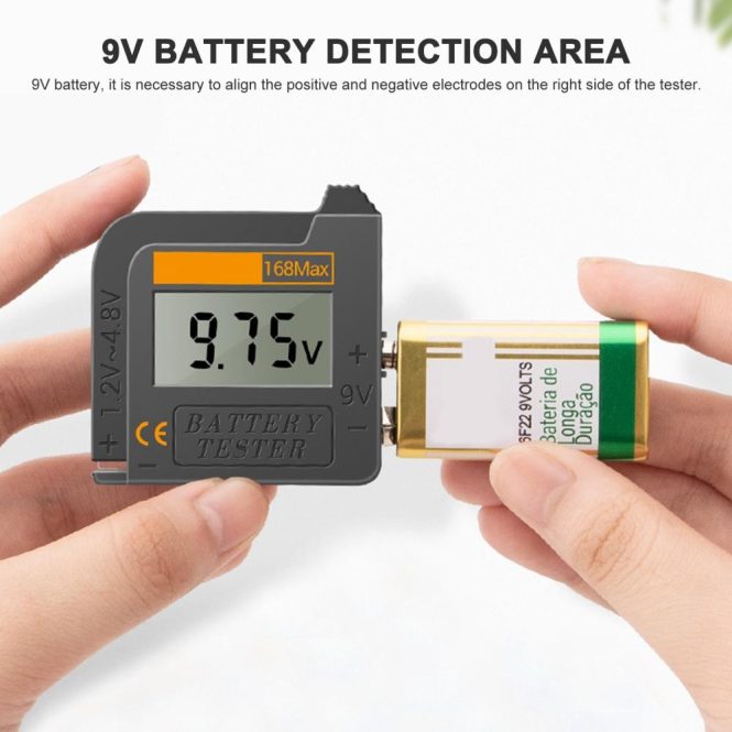 Diagnostic Scan Tool | Universal Digital Battery Tester Checker For  All Battery C, AA, AAA, D, N, 9V 6F22 and 1.5V button cell batteries Electrical Equipment (Requires No Battery for Operation) Black Car Alarms & Security Black