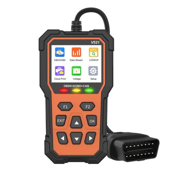 Diagnostic Scan Tool | V521 Universal OBDII Scanner Professional Car Code Reader Data Print OBDII/EOBD/CAN Scan Tool Mode 6/ 8 for All OBDII Vehicles After 1996 Orange Car Alarms & Security Diagnostic Scan Tool