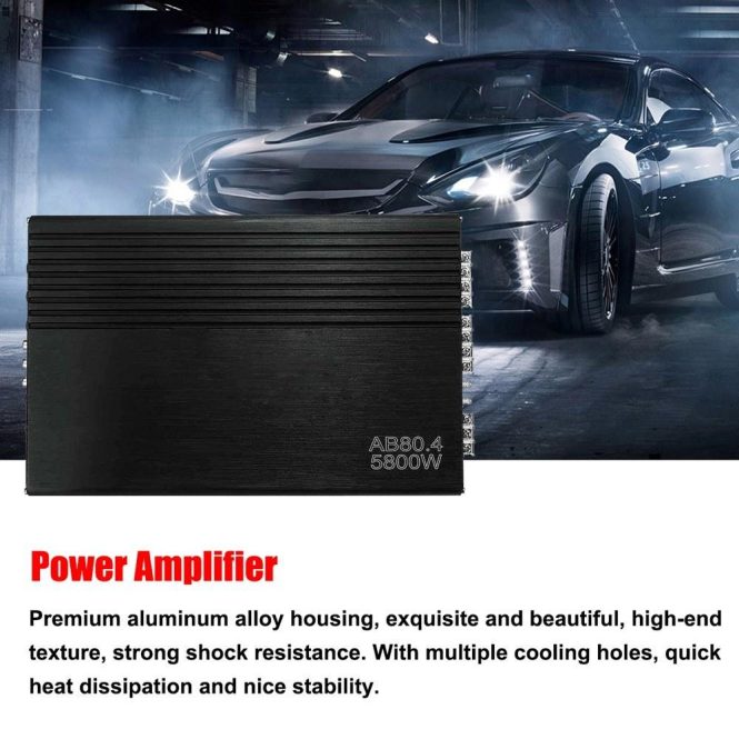 FM Transmitters & Players | 4-Channel Car Audio Amplifier 5800W High-Power Amp Four-Way Stereo Power Amplifier Class A/B Black Car Audio Black